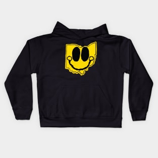 Ohio Happy Cartoon Map Face with smile Kids Hoodie